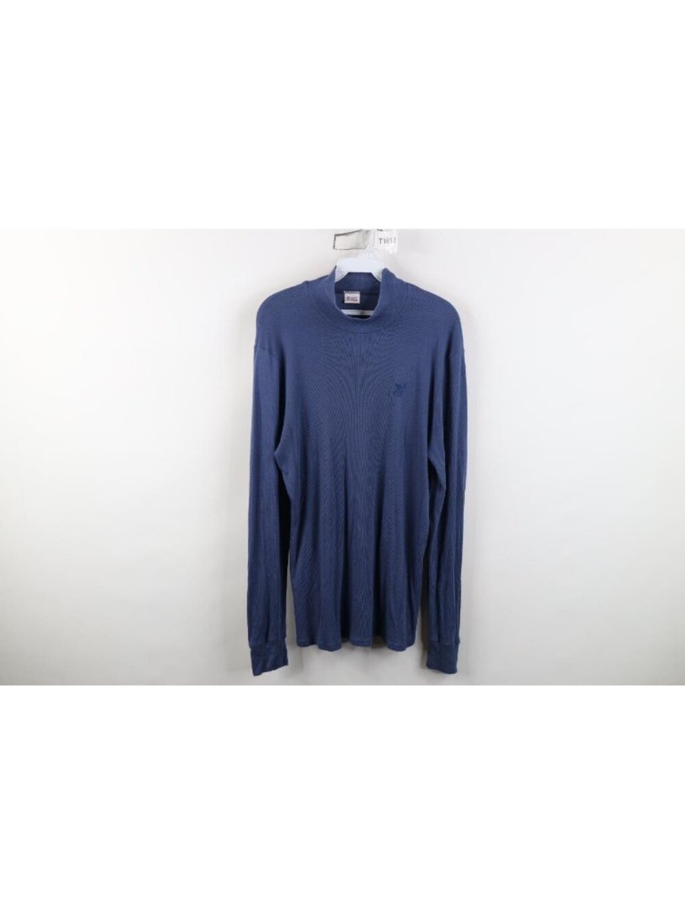 Vtg 90s Thermal Ribbed Knit Mock Neck T-Shirt Mens Size XL Blue Long Sleeve USA
